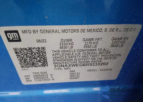 2024 Chevrolet Equinox Awd Rs from USA, damaged, VIN 3GNAXWEG6RS110203